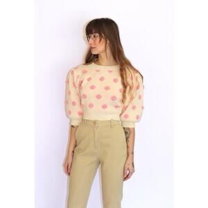 Fashion Brand Company Penelope Gazin Cream Knit Sweater Free The Nipples Sz XS/S